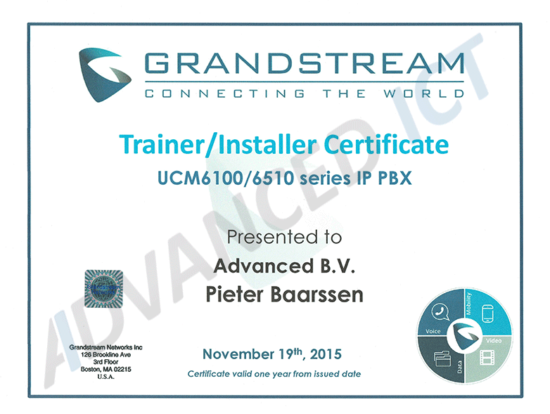 Certificaat Grandstream IP PBX VoIP